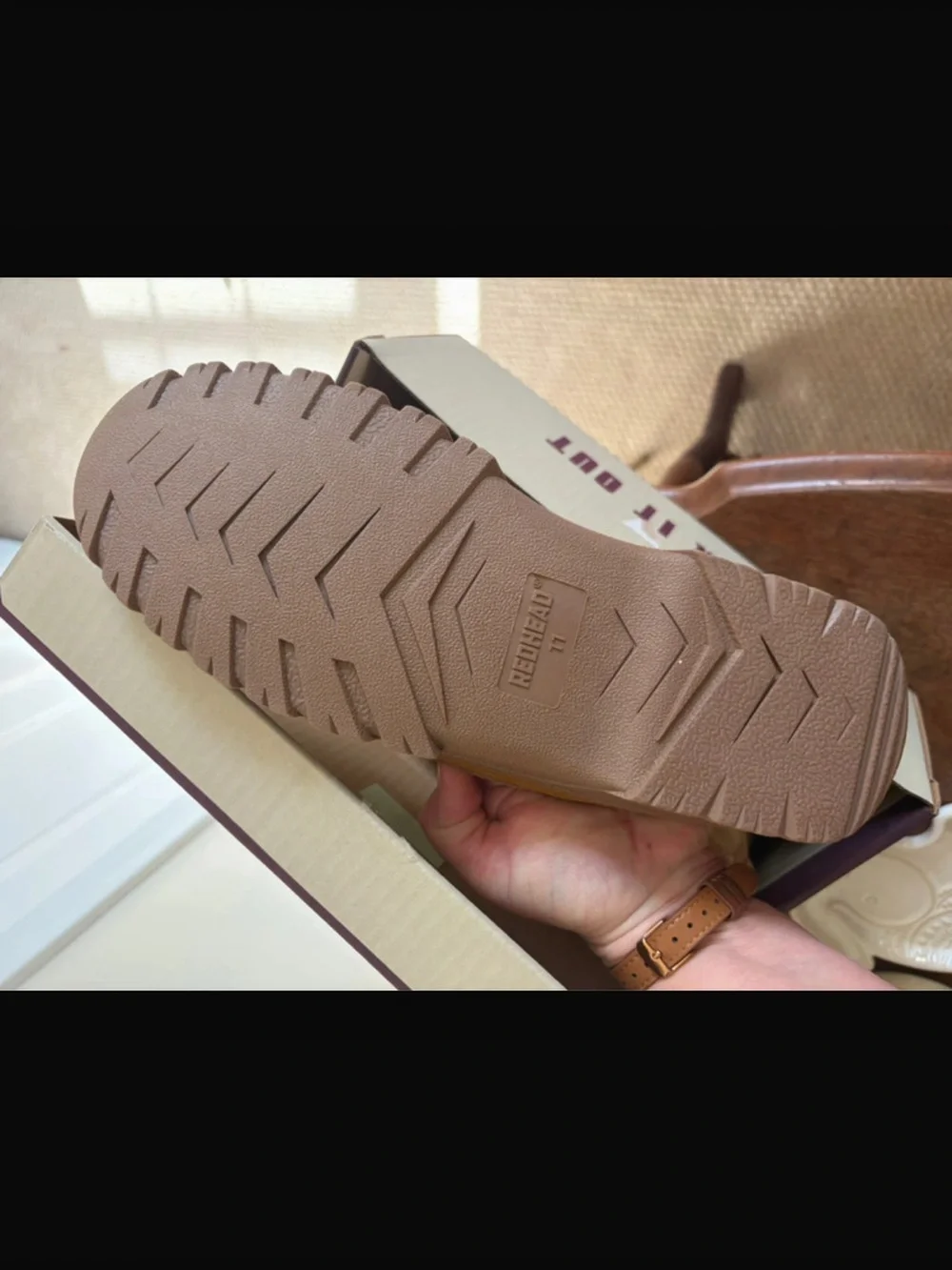 RedHead Chestnut Brown Suede Shearling-Lined Moccasin Slippers - Picture 2 of 4